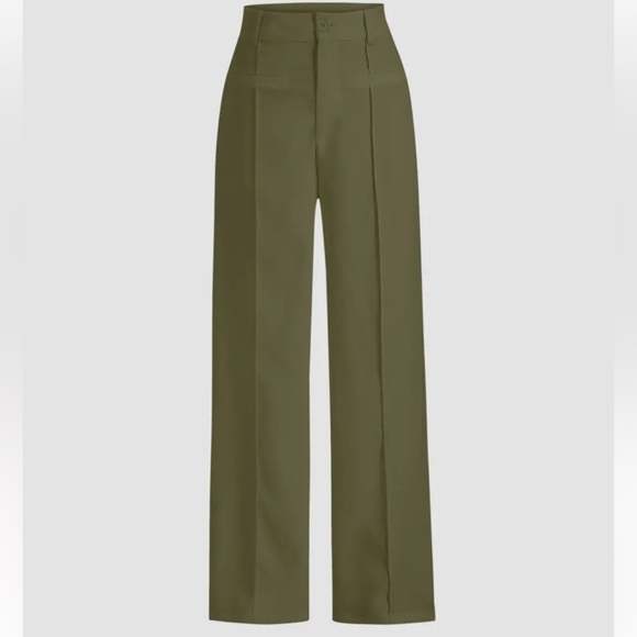 Olive green straight leg trousers - size Small - Picture 3 of 8